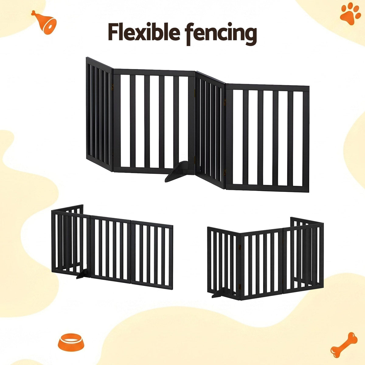 i.Pet Dog Gate Playpen Enclosure 4 Panels Pet Door Fence Wooden Play
