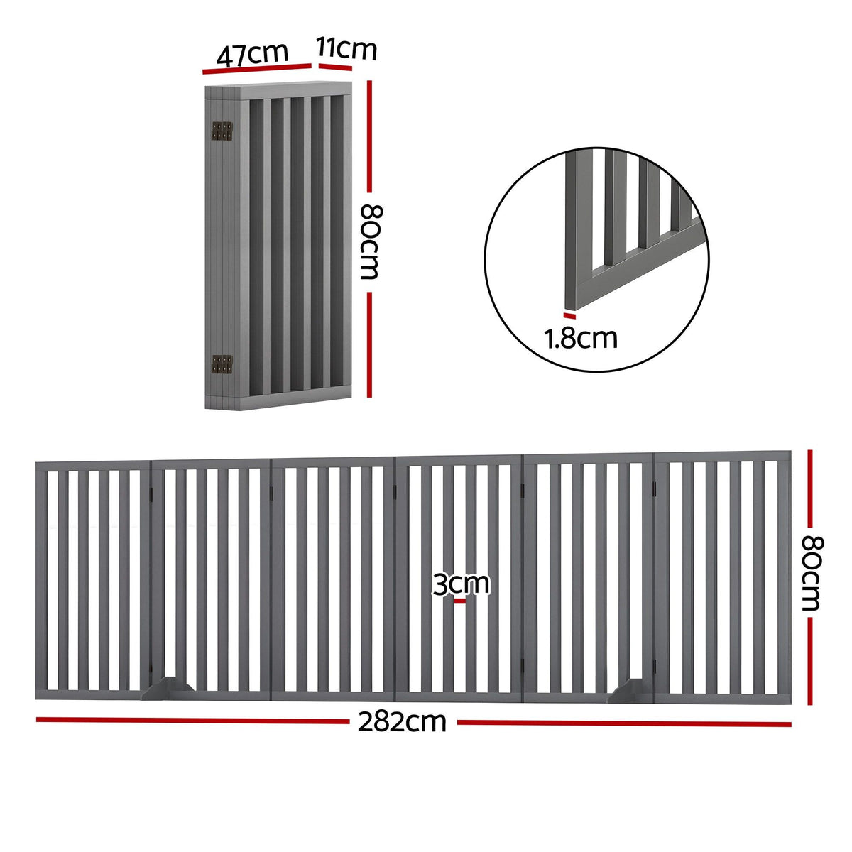 i.Pet Dog Gate Playpen Enclosure 6 Panels Pet Door Fence Wooden Play