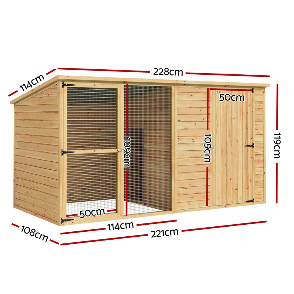 i.Pet Dog Kennel Extra Large 2.28M Wooden House Bed Outdoor Pet Puppy