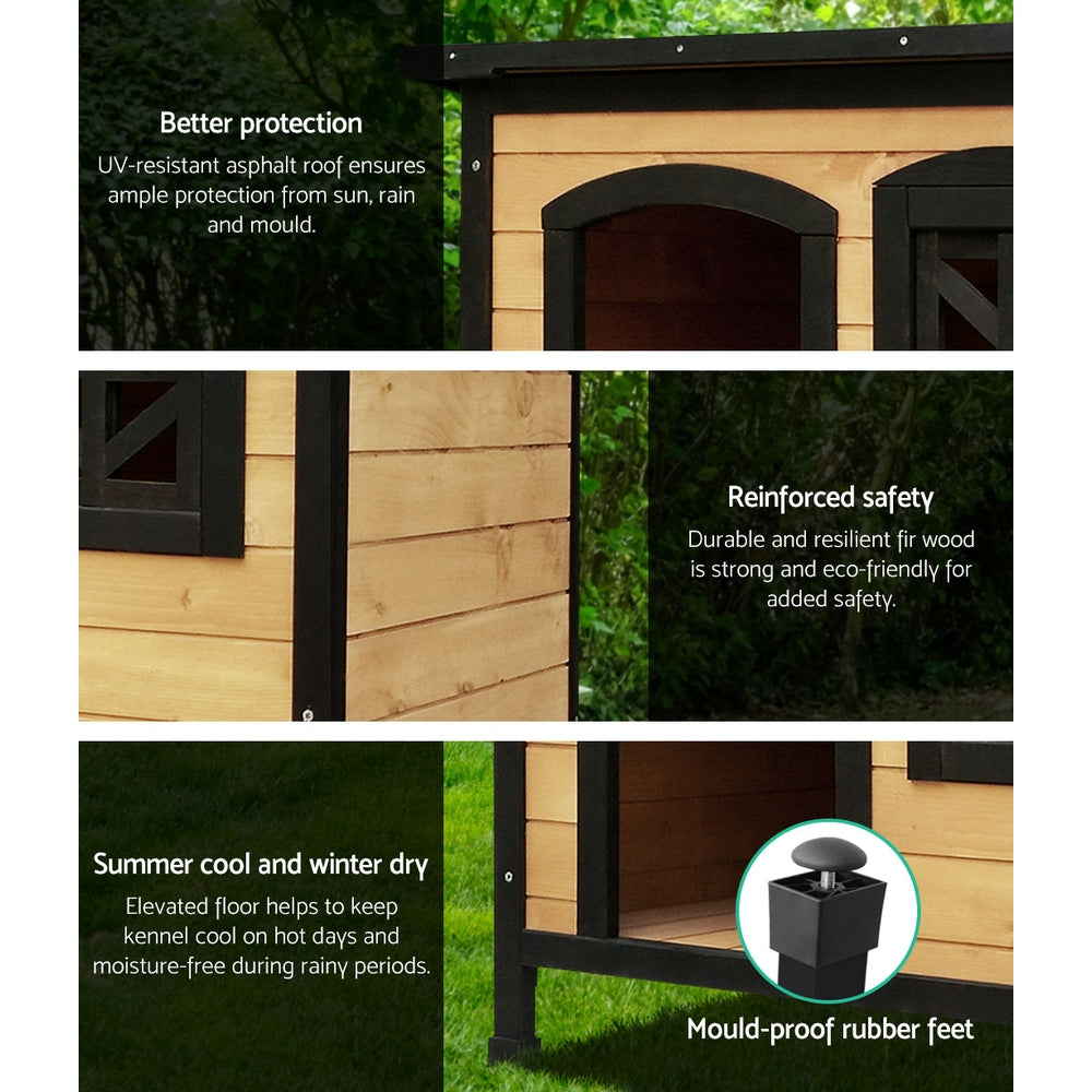 i.Pet Dog Kennel Large Wooden Outdoor Indoor House Pet Puppy Crate