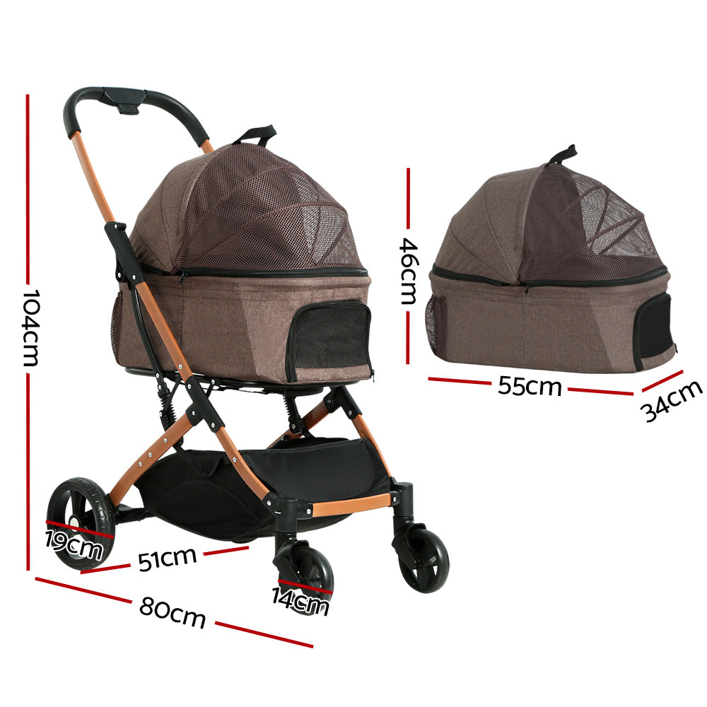 i.Pet Stroller Dog Pram Large Cat Carrier Travel Foldable 4 Wheels