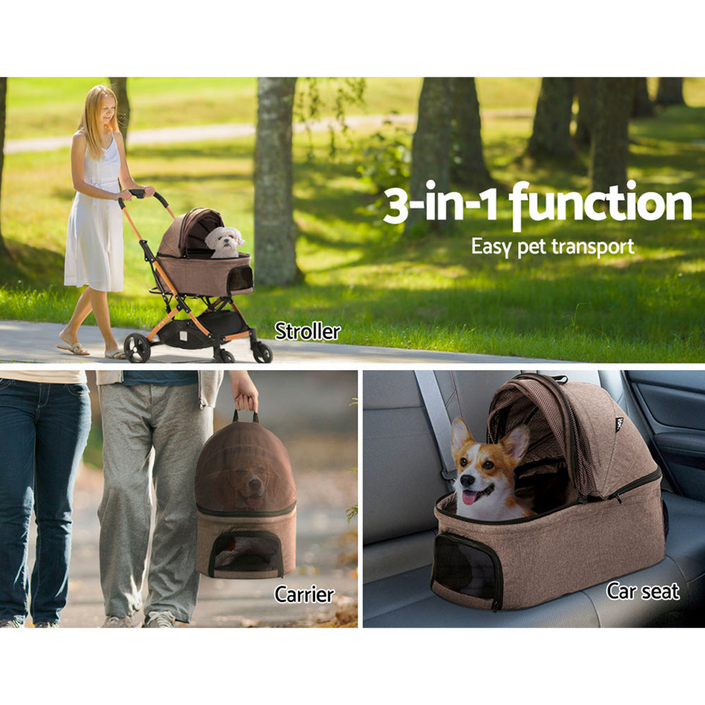 i.Pet Stroller Dog Pram Large Cat Carrier Travel Foldable 4 Wheels
