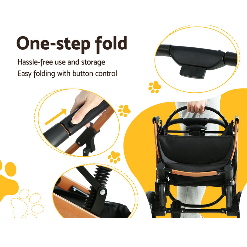 i.Pet Stroller Dog Pram Large Cat Carrier Travel Foldable 4 Wheels
