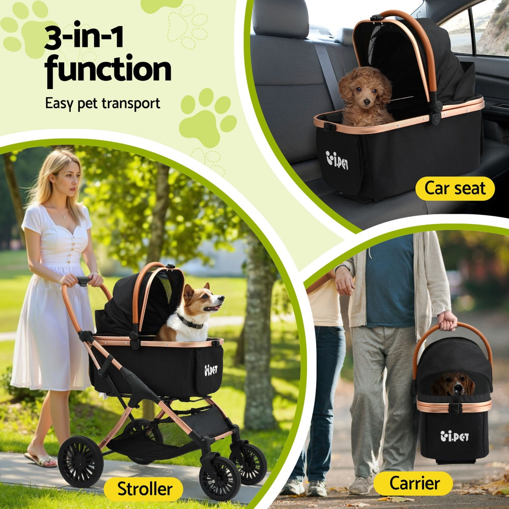 i.Pet Dog Stroller Pram Large Cat Carrier Travel Pushchair Foldable 4