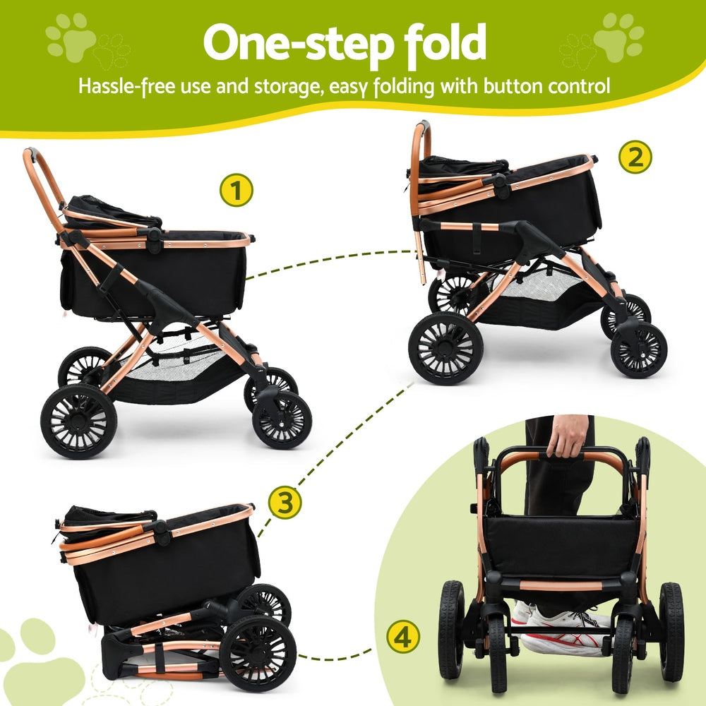 i.Pet Dog Stroller Pram Large Cat Carrier Travel Pushchair Foldable 4
