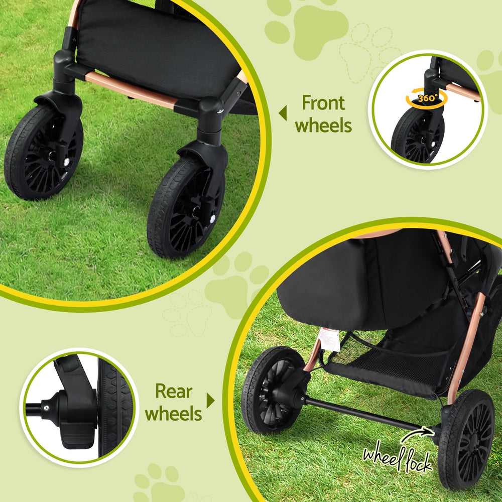 i.Pet Dog Stroller Pram Large Cat Carrier Travel Pushchair Foldable 4