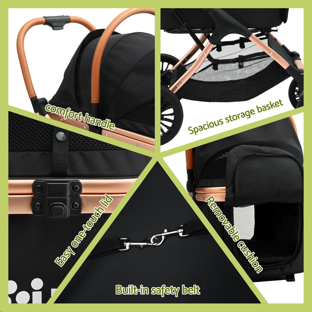 i.Pet Dog Stroller Pram Large Cat Carrier Travel Pushchair Foldable 4
