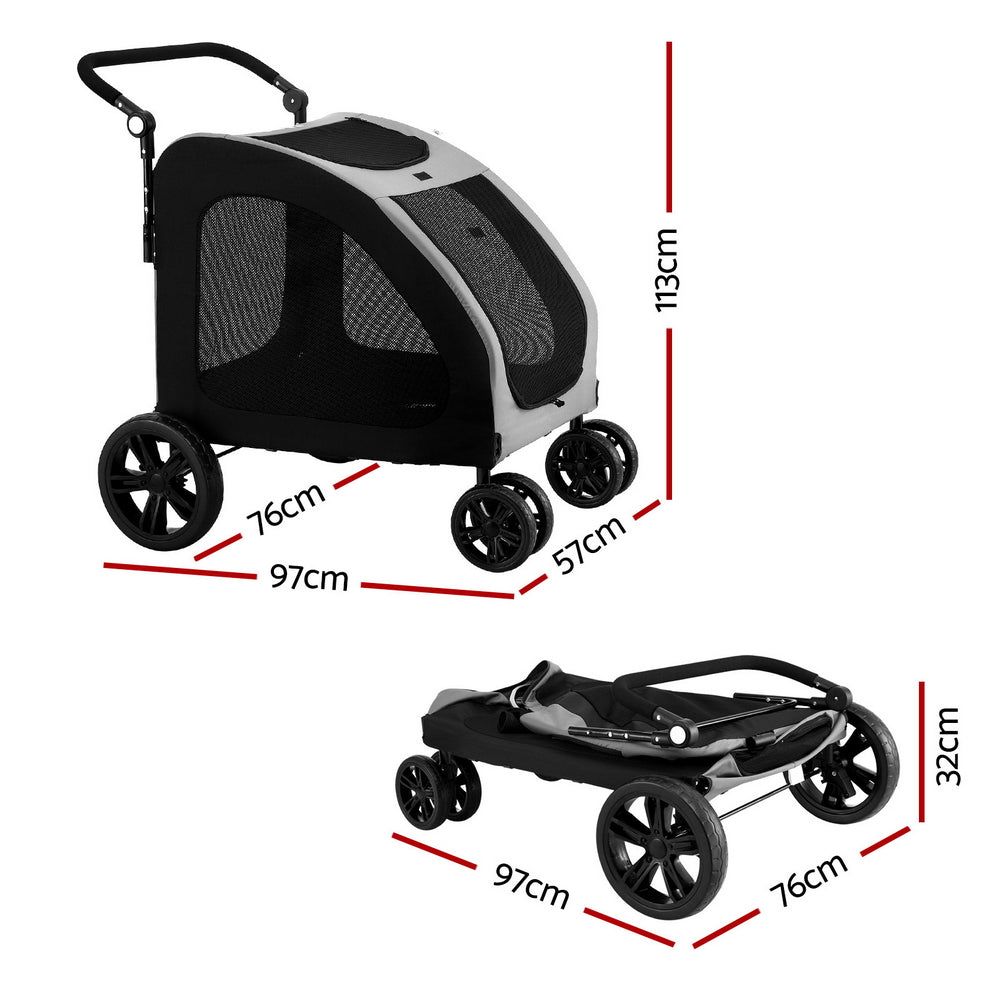 i.Pet Stroller Dog Pram Large Carrier Cat Travel Foldable Strollers 4