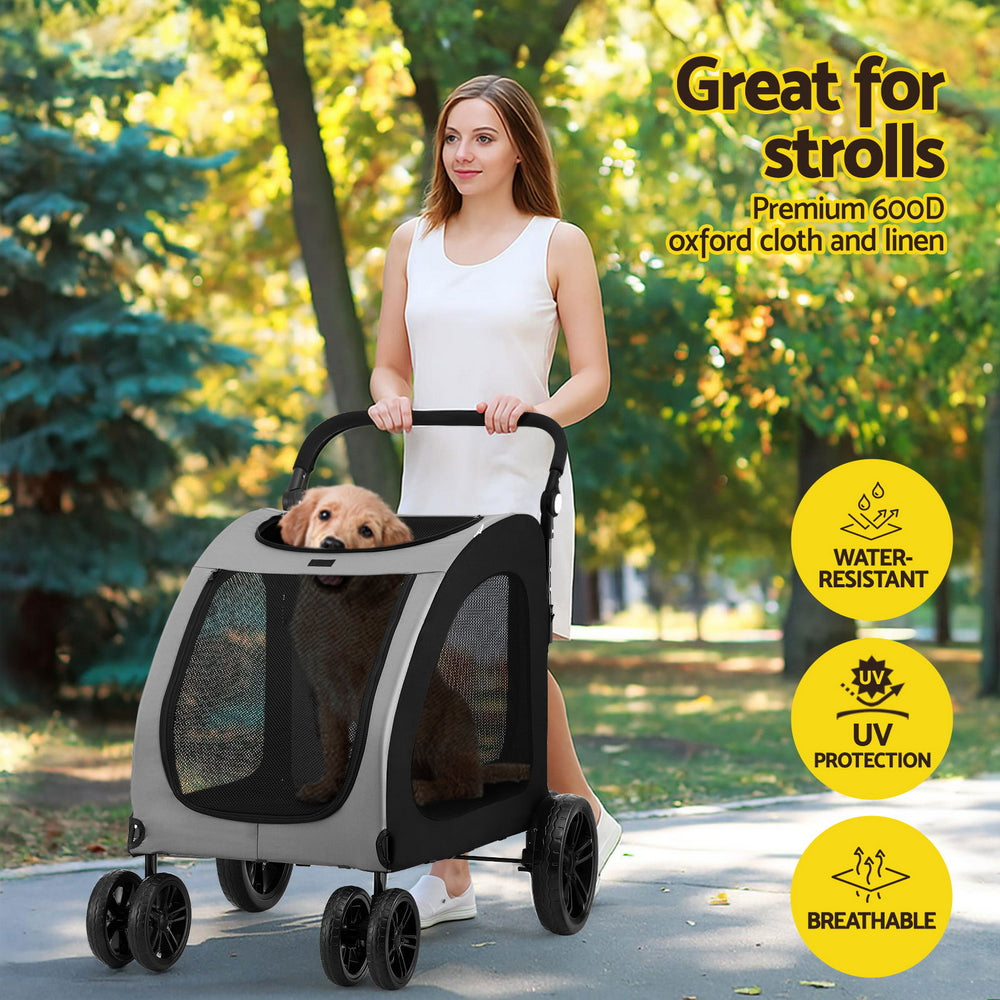 i.Pet Stroller Dog Pram Large Carrier Cat Travel Foldable Strollers 4