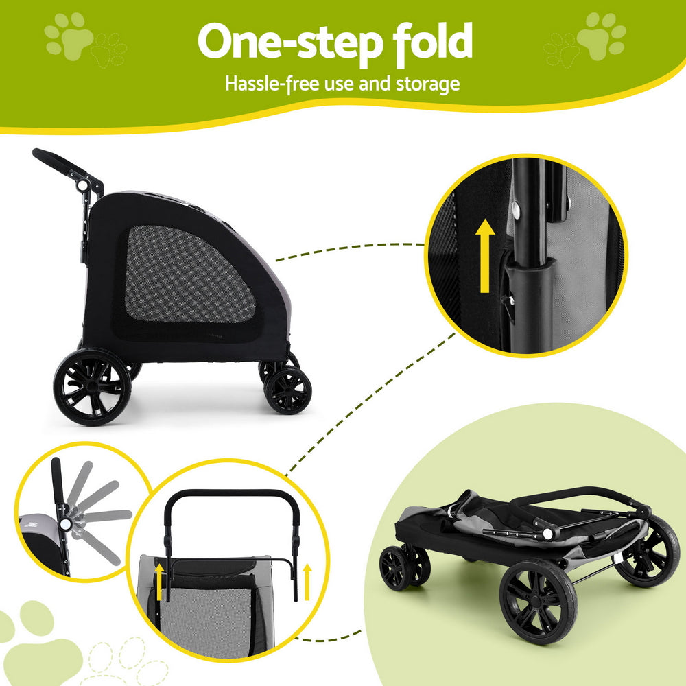 i.Pet Stroller Dog Pram Large Carrier Cat Travel Foldable Strollers 4