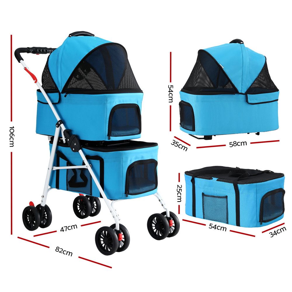 i.Pet Stroller Dog Pram Large Cat Carrier Travel Pushchair Foldable 4