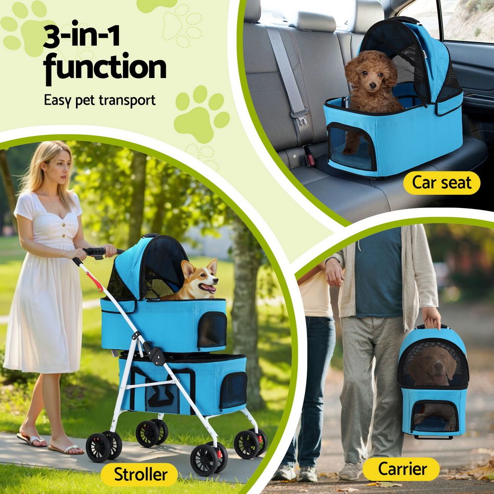i.Pet Stroller Dog Pram Large Cat Carrier Travel Pushchair Foldable 4