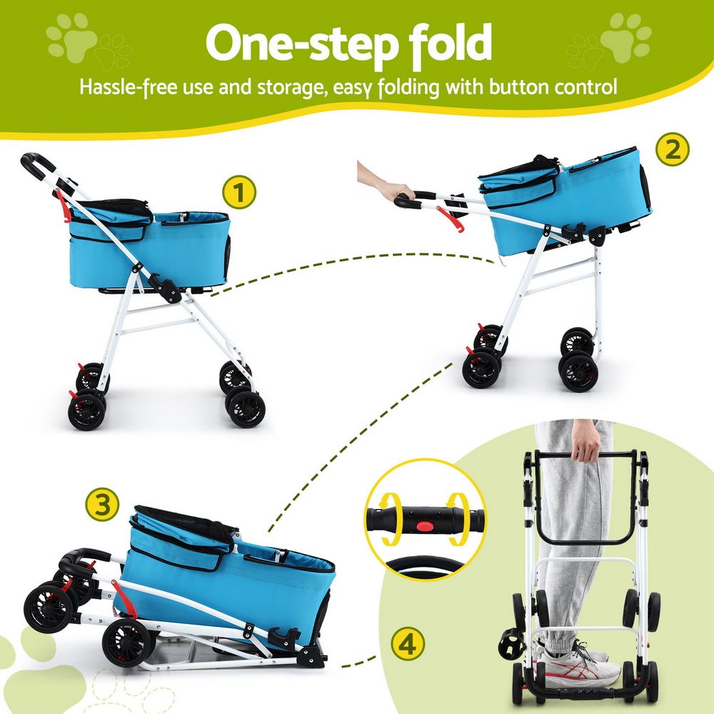 i.Pet Stroller Dog Pram Large Cat Carrier Travel Pushchair Foldable 4