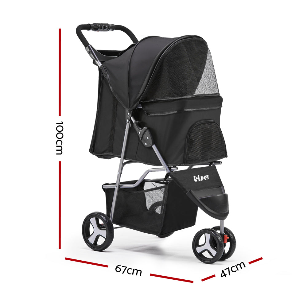 i.Pet Stroller Dog Pram Cat Carrier Large Travel Pushchair Foldable 3