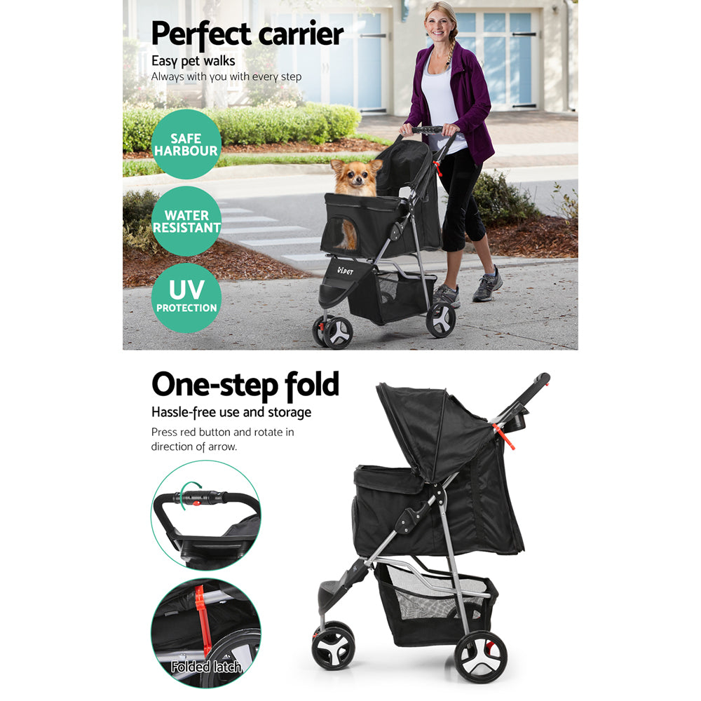 i.Pet Stroller Dog Pram Cat Carrier Large Travel Pushchair Foldable 3