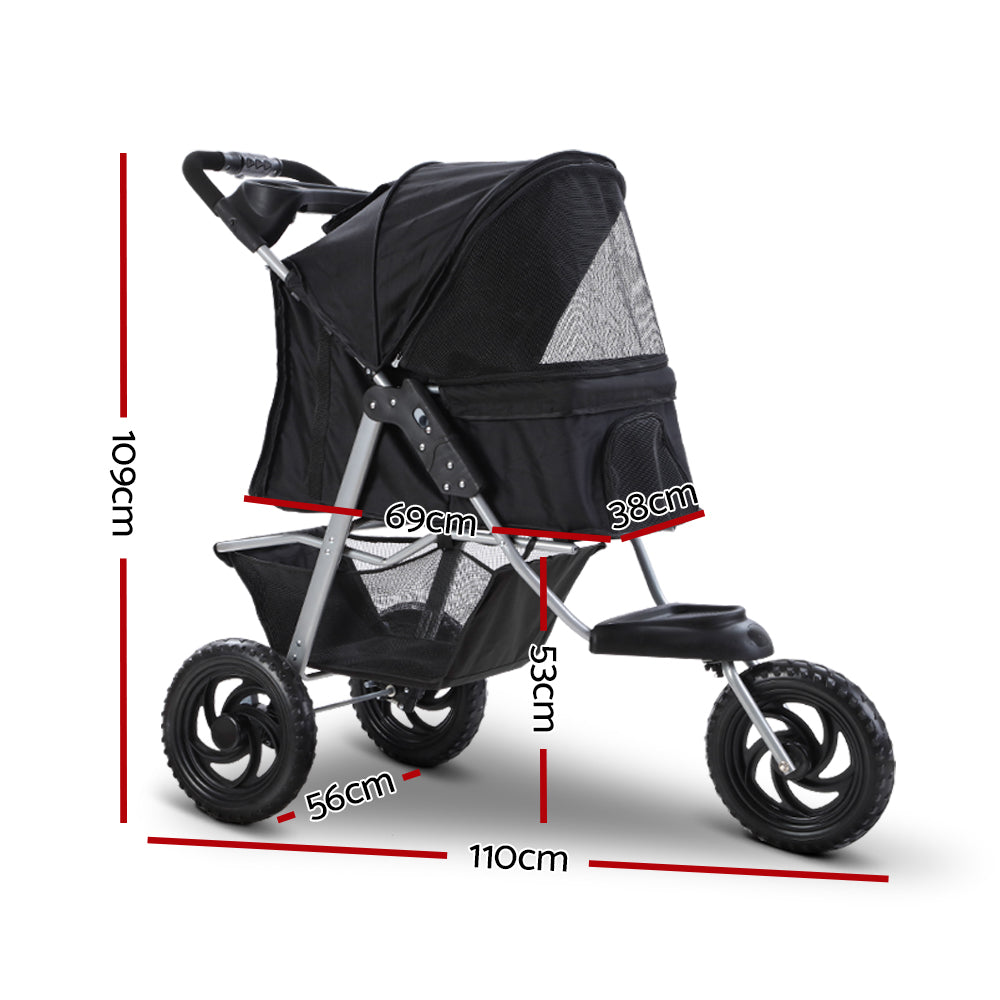 i.Pet Stroller Dog Pram Large Cat Carrier Travel 3 Wheels Foldable
