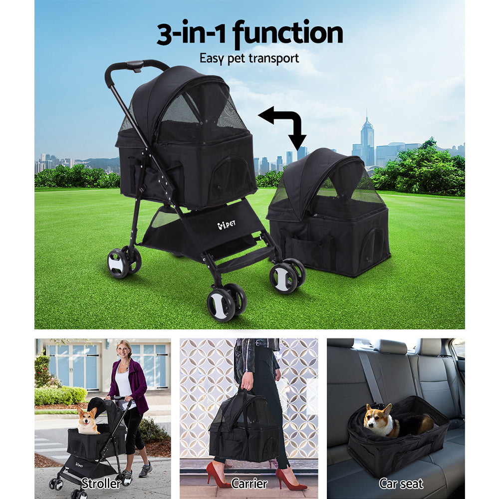 i.Pet Stroller Dog Pram Cat Carrier Travel Large Pushchair Foldable 4