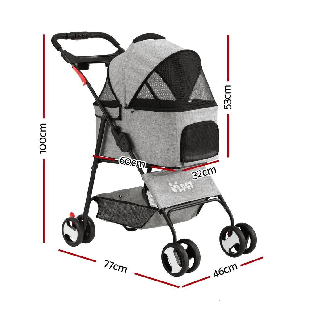 i.Pet Stroller Dog Pram Cat Carrier Travel Large Pushchair Foldable 4