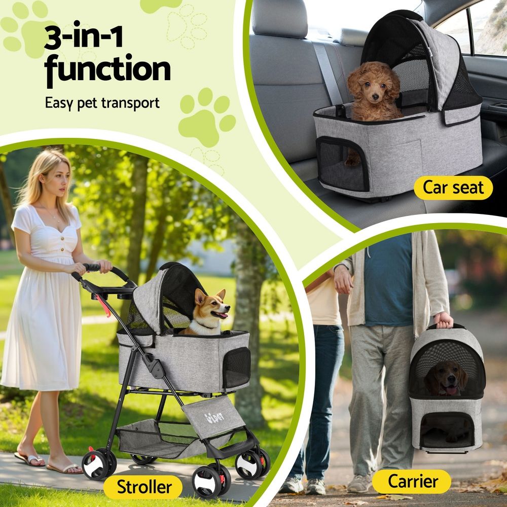 i.Pet Stroller Dog Pram Cat Carrier Travel Large Pushchair Foldable 4