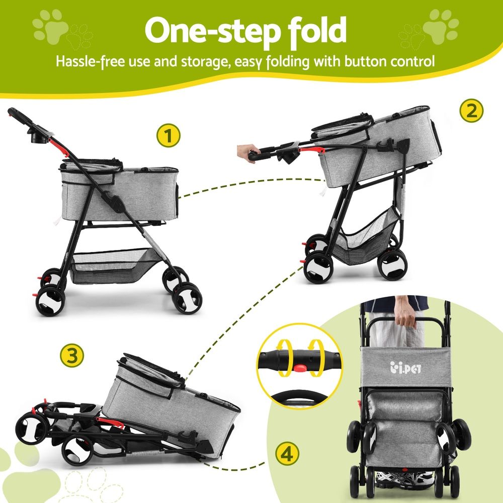 i.Pet Stroller Dog Pram Cat Carrier Travel Large Pushchair Foldable 4