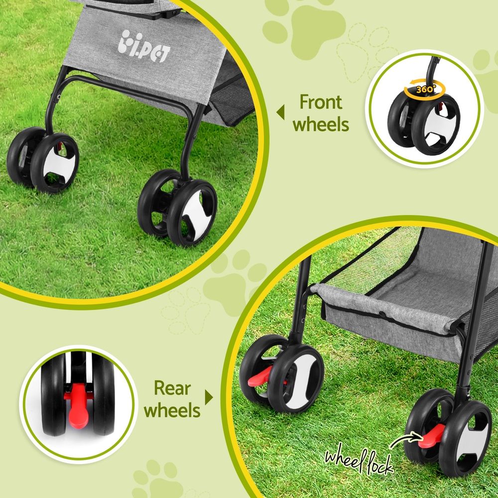 i.Pet Stroller Dog Pram Cat Carrier Travel Large Pushchair Foldable 4