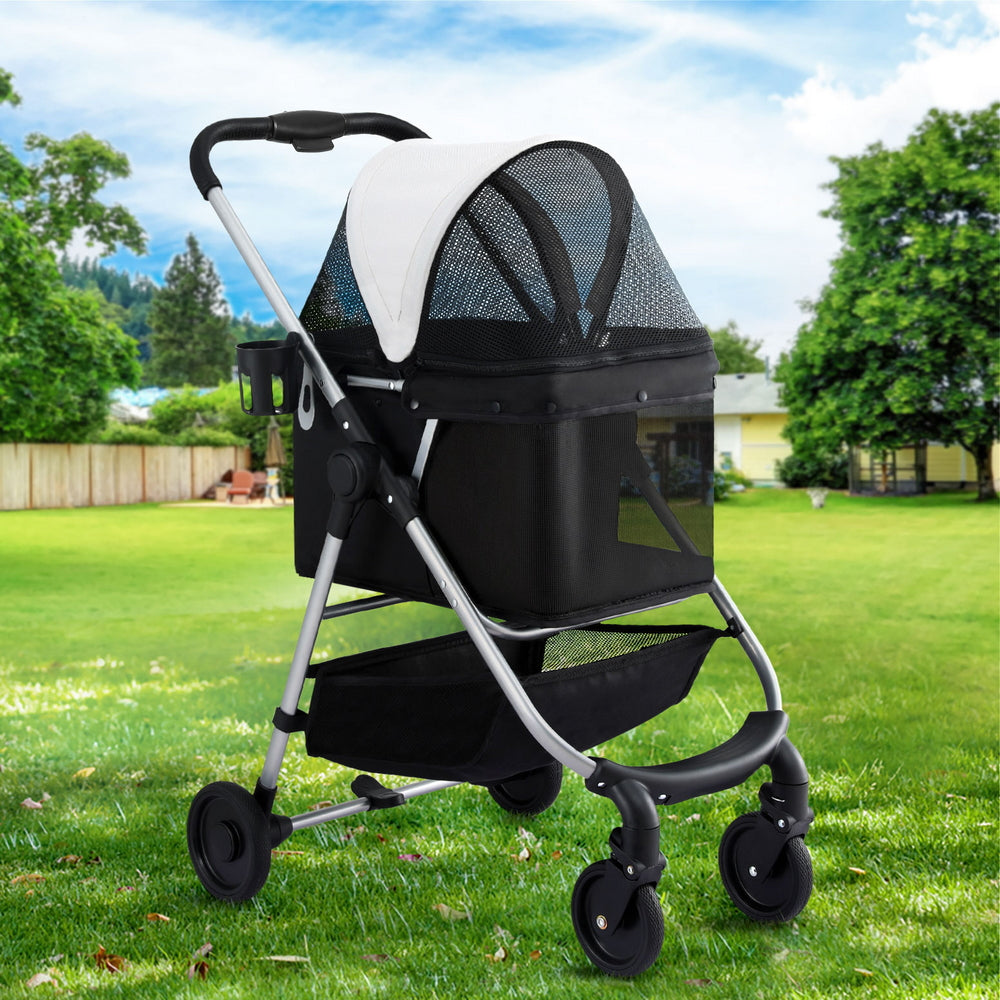 i.Pet Stroller Pram Dog Cat Carrier Cage Large Travel Pushchair