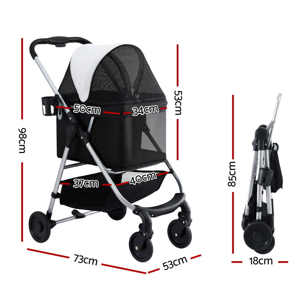 i.Pet Stroller Pram Dog Cat Carrier Cage Large Travel Pushchair