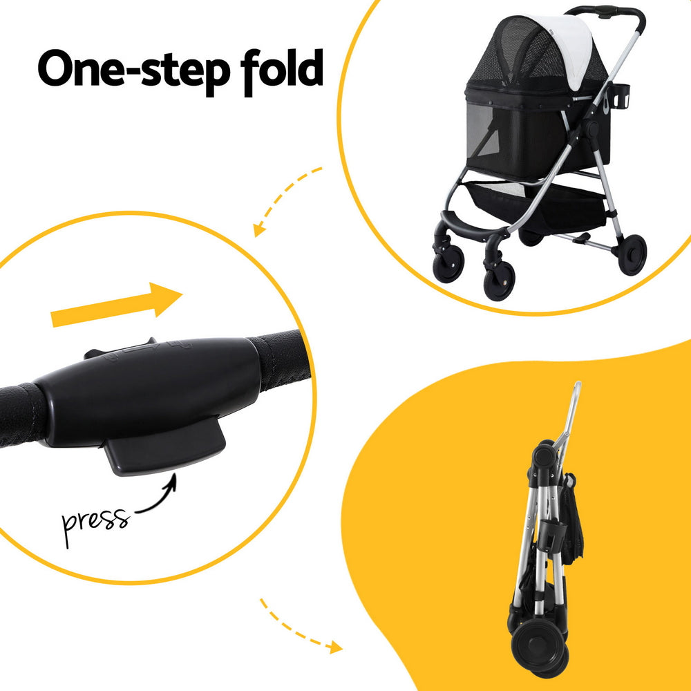 i.Pet Stroller Pram Dog Cat Carrier Cage Large Travel Pushchair