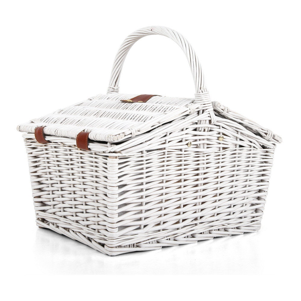 Alfresco 2 Person Willow Picnic Basket Set, White, on a white background, photo 3 of 6