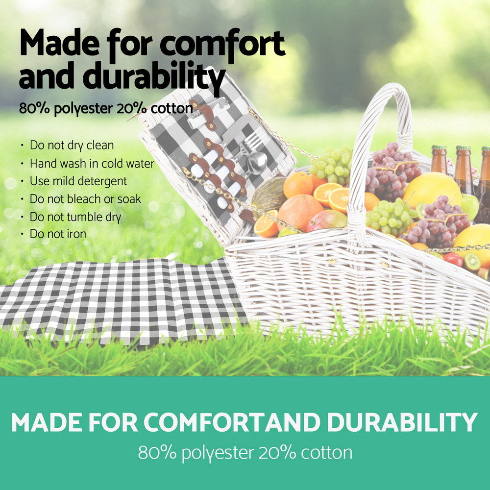 Alfresco 2 Person Willow Picnic Basket Set, White, shown in a real setting, photo 6 of 6