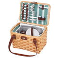 Alfresco 2 Person Picnic Basket Set Wooden Cooler Bag Plates Outdoor
