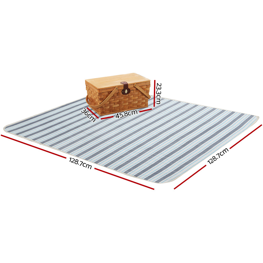 Alfresco 4 Person Picnic Basket Set Wooden Blanket Cooler Bag Outdoor
