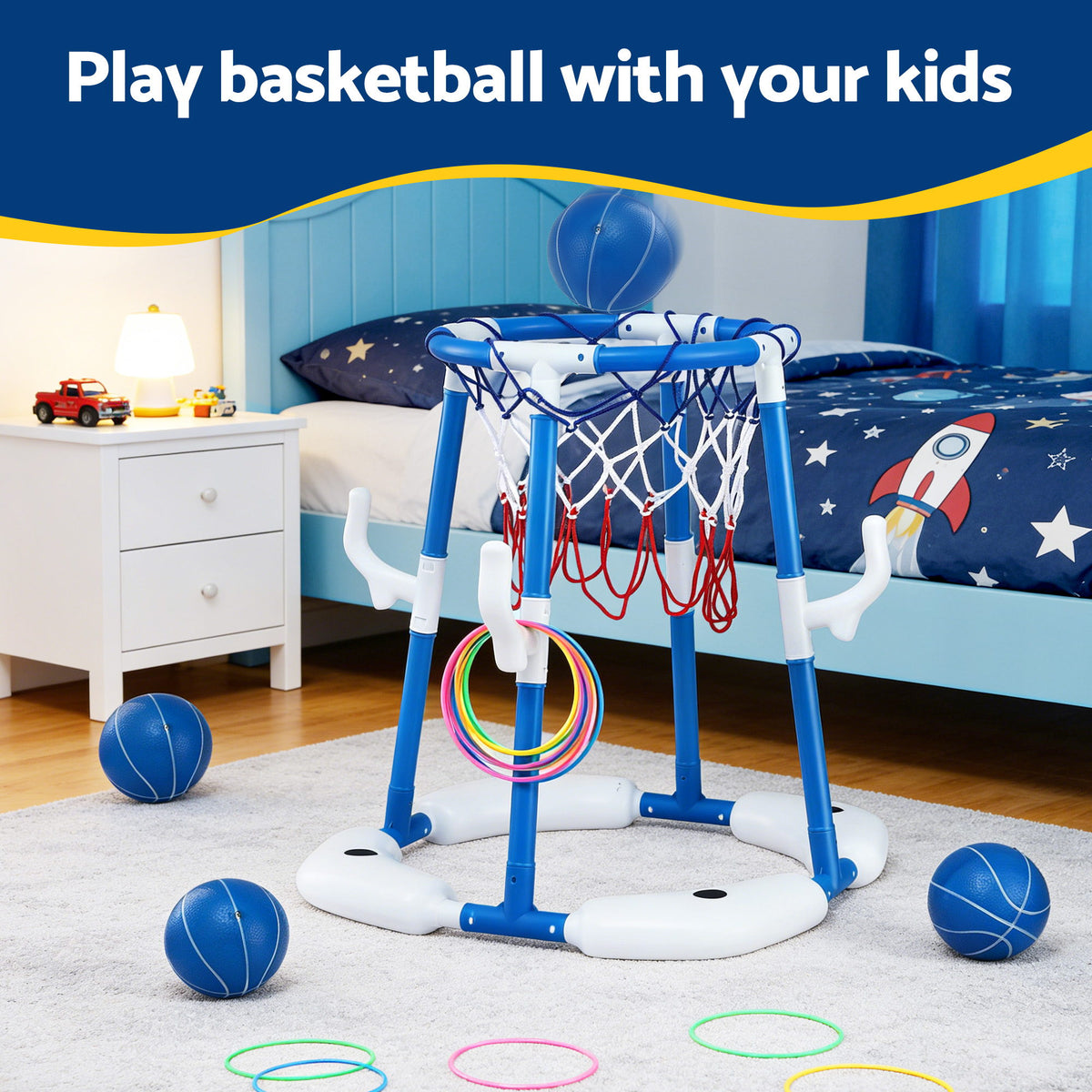 Keezi Kids Basketball Hoop with 4 balls Ring Toss Sports Pool
