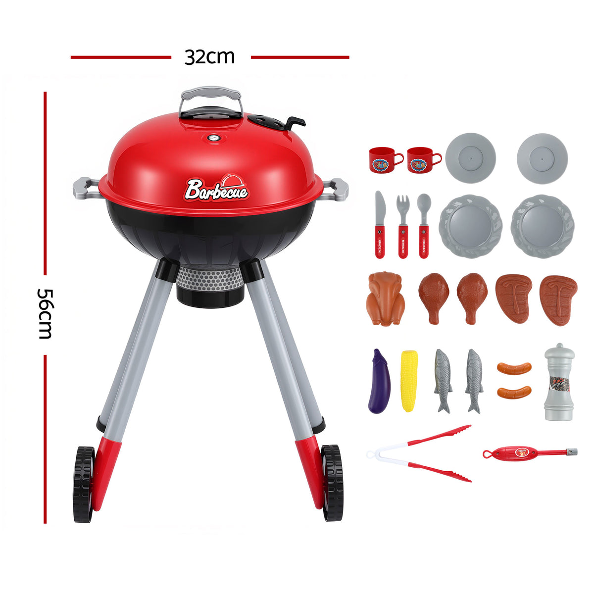 Keezi Kids Pretend Kitchen BBQ Playset Role Play Toy