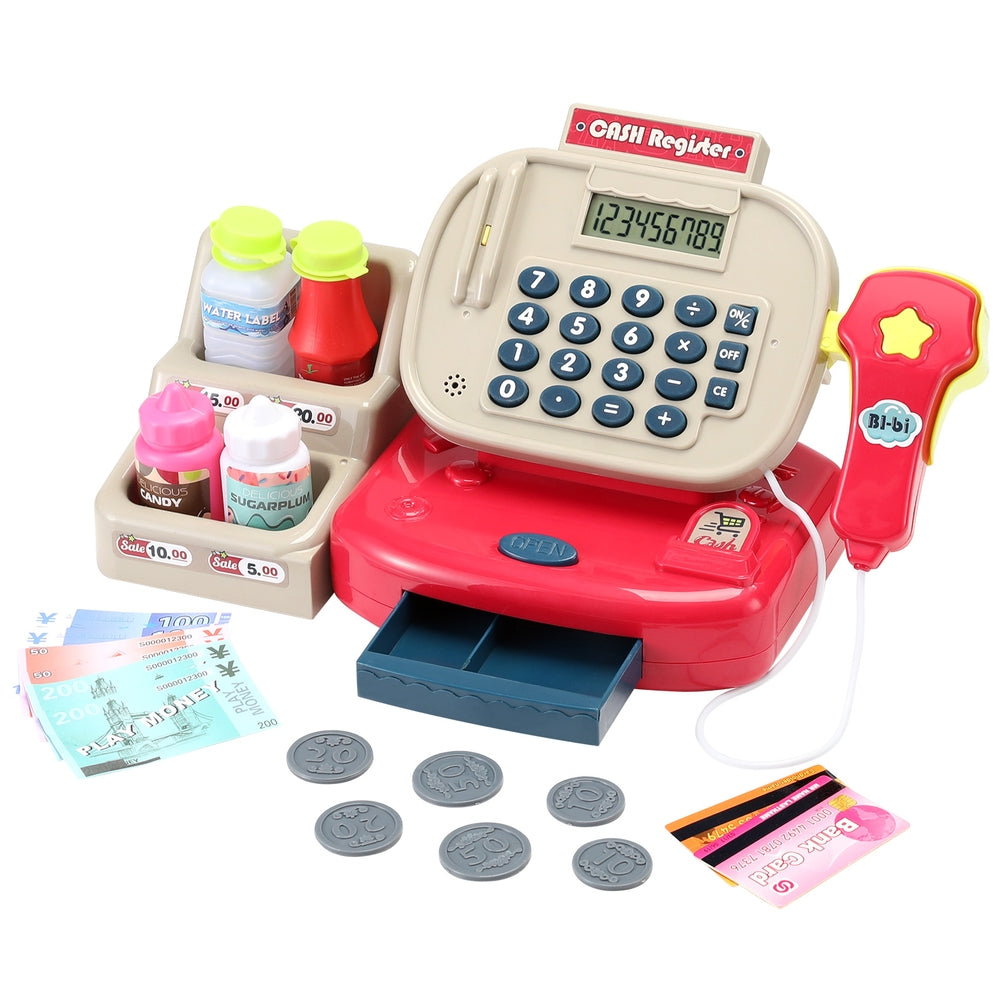 Keezi Kids Cash Register Calculator Pretend Play Shops Money Checkout