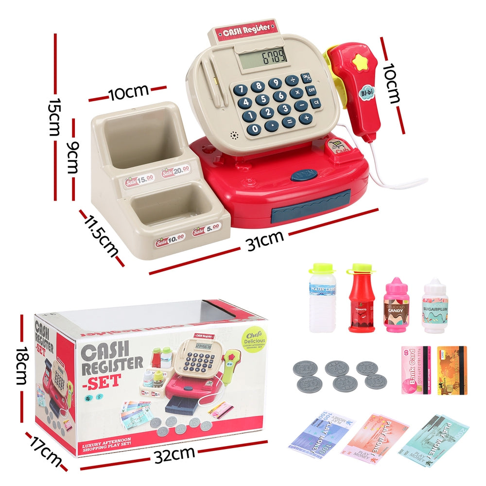 Keezi Kids Cash Register Calculator Pretend Play Shops Money Checkout