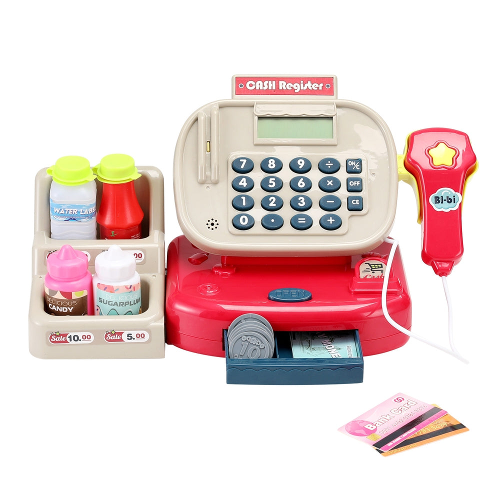 Keezi Kids Cash Register Calculator Pretend Play Shops Money Checkout