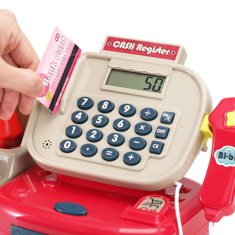 Keezi Kids Cash Register Calculator Pretend Play Shops Money Checkout