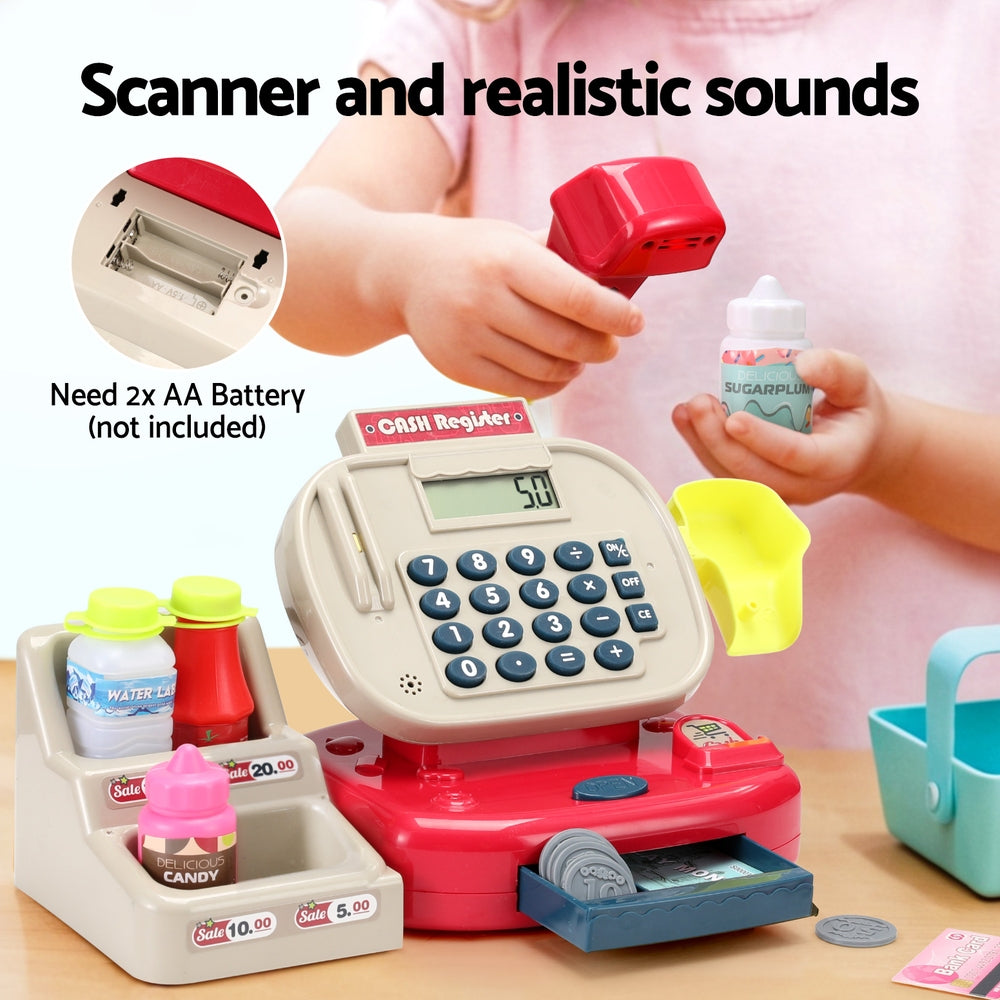 Keezi Kids Cash Register Calculator Pretend Play Shops Money Checkout
