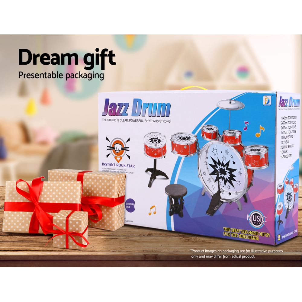 Keezi Kids Drum Set with Stool, Blue