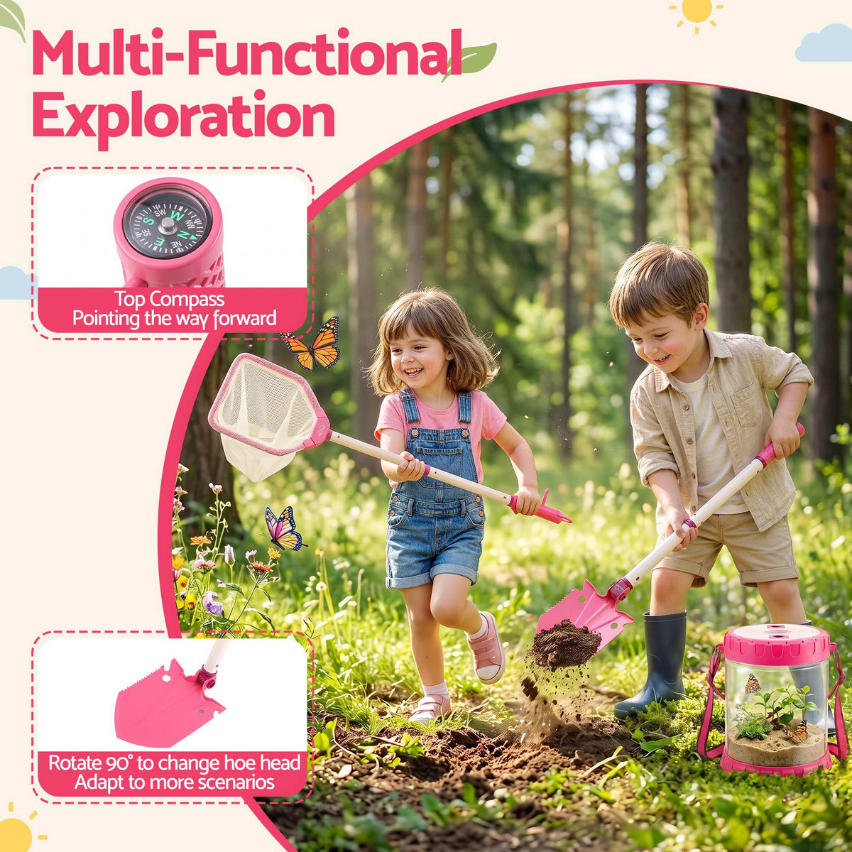 Keezi Kids Bug Catcher Kit 12pc Outdoor Explorer Toys Insect Viewer
