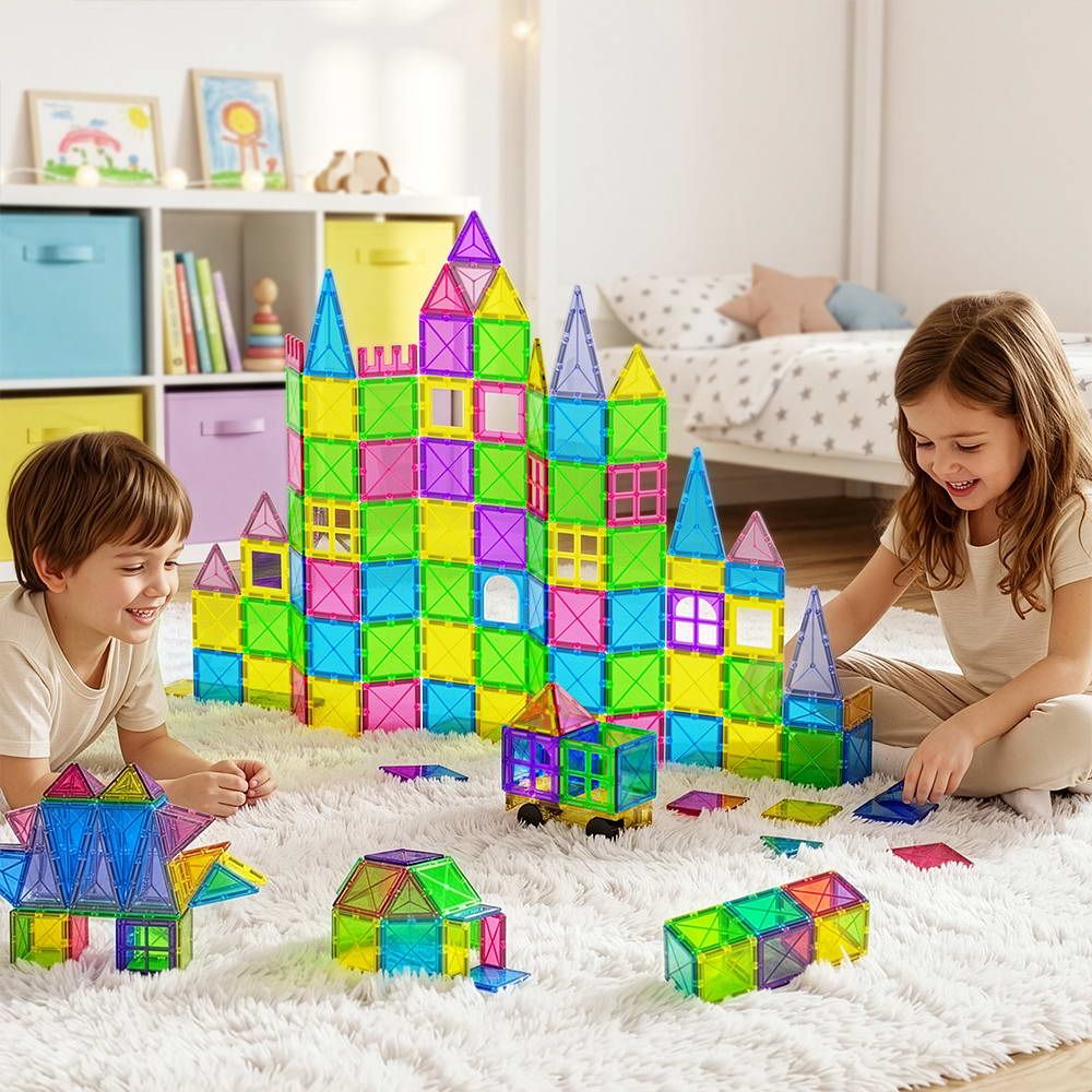 Keezi 100pcs Kids Magnetic Tiles Blocks Building Educational Toys