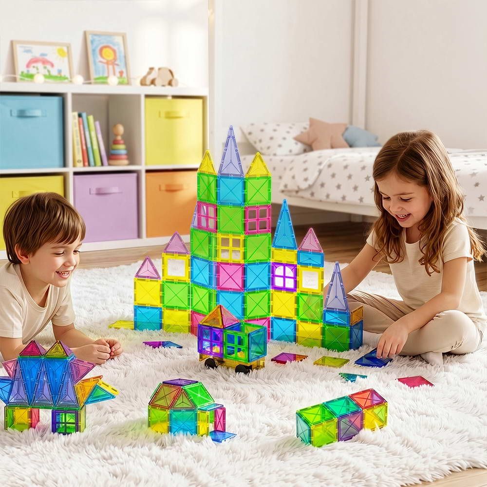 Keezi 60pcs Kids Magnetic Tiles Blocks Building Educational Toys