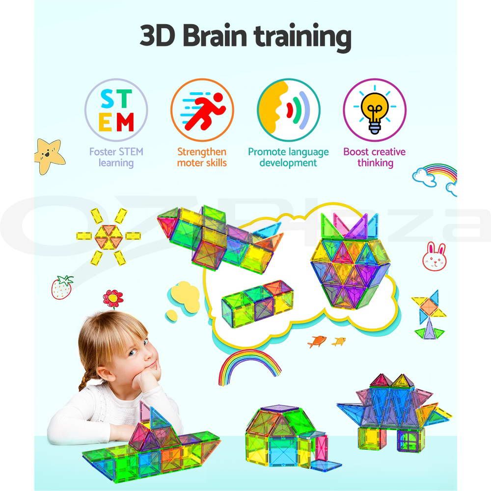 Keezi 60pcs Kids Magnetic Tiles Blocks Building Educational Toys