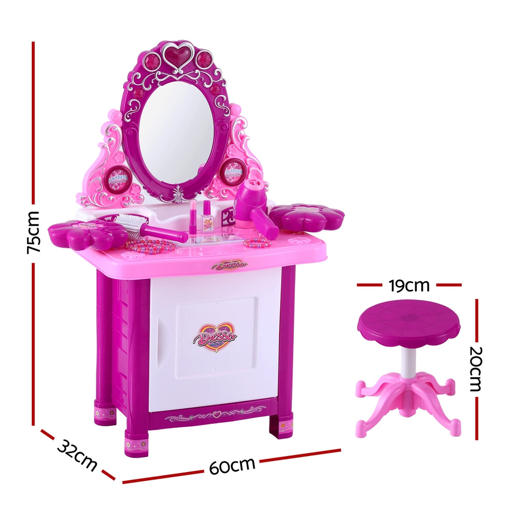 Keezi Kids Pretend Makeup Play Set Dressing Table Chair Girls Toys