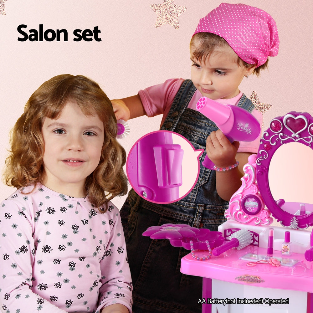 Keezi Kids Pretend Makeup Play Set Dressing Table Chair Girls Toys