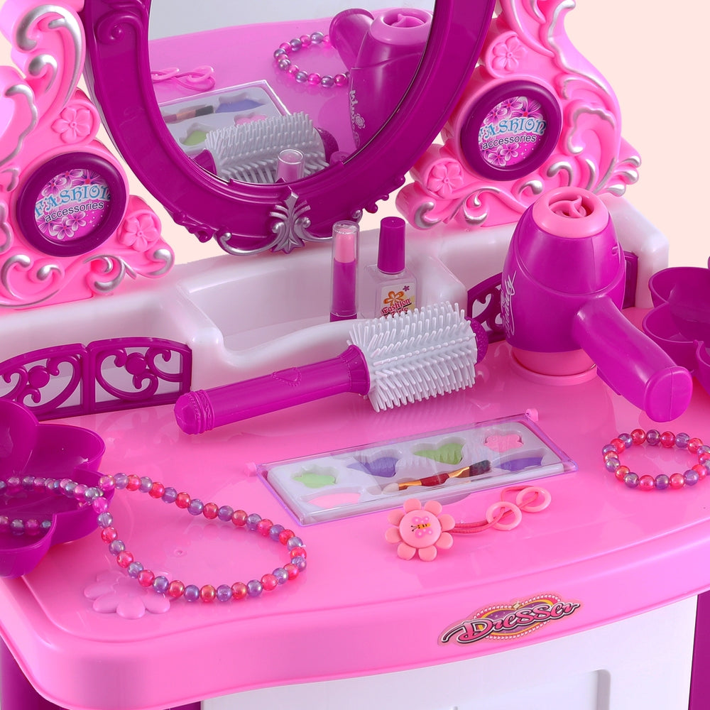 Keezi Kids Pretend Makeup Play Set Dressing Table Chair Girls Toys