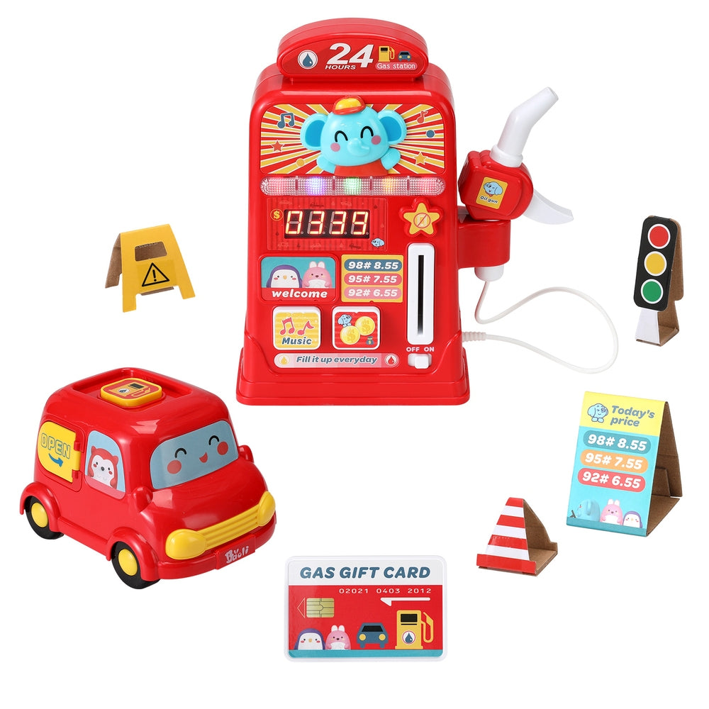 Keezi Kids Gas Petrol Station Pumper Pretend Play Toys Car Music Card