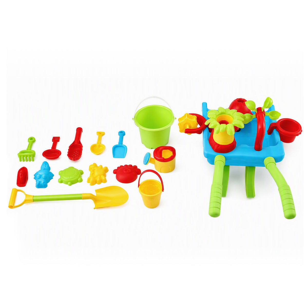 Keezi Kids Sandpit Beach Toys Set Wheelbarrow Shovels Animal Molds