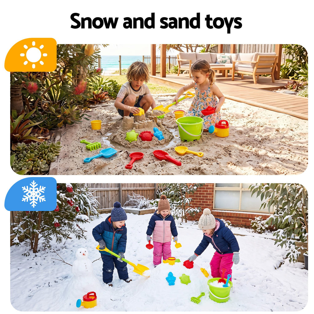 Keezi Kids Sandpit Beach Toys Set Wheelbarrow Shovels Animal Molds